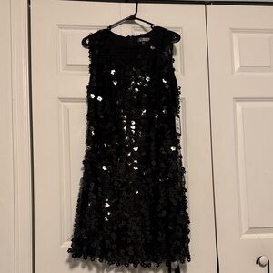 Nicole Miller Black Sequin Floral Dress